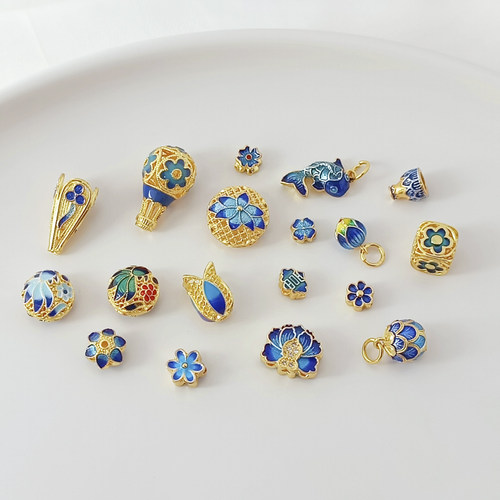 强保色18K景泰蓝西瓜隔珠散珠子diy烧蓝配件手工串珠手链首饰配件 - 图1