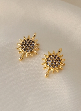 包金镶嵌锆石太阳花项链手工DIY