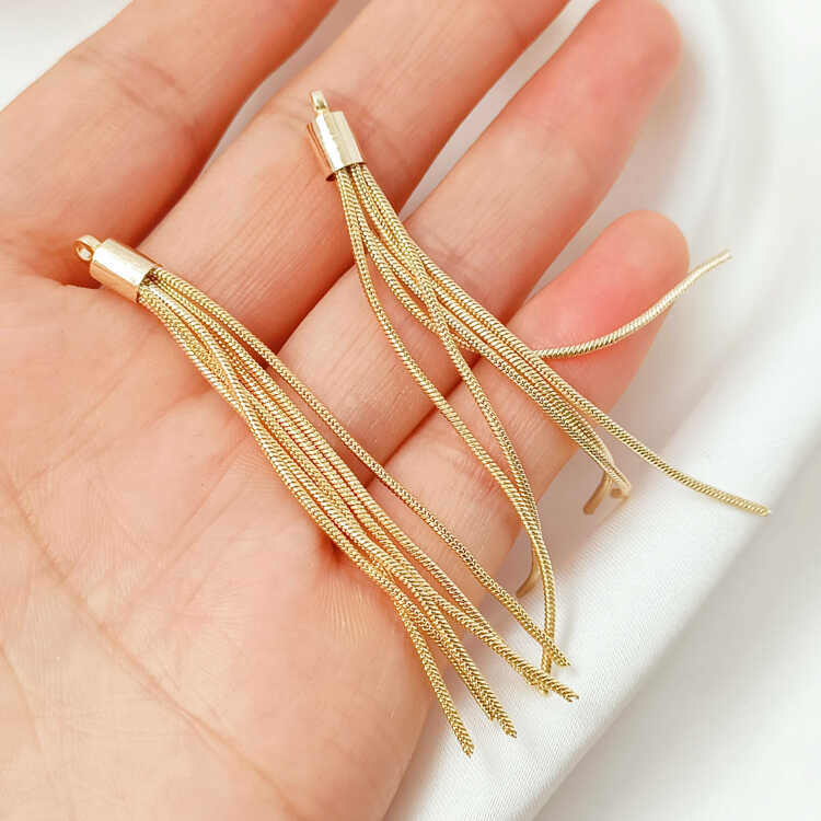 14K包金铜质真金流苏耳饰保色简约吊坠diy手工饰品耳环配件材料 - 图0