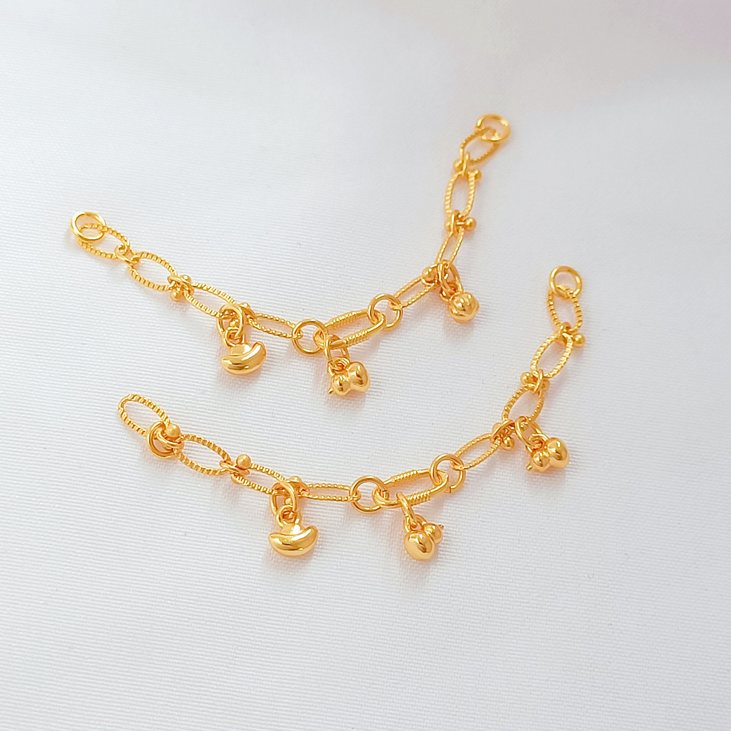 强保色铜镀24K金双吊手链延长链收尾链diy手工自制项链饰品配件,淘宝优惠券,粉丝福利购,淘宝优惠卷