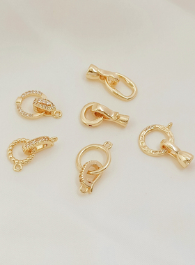 镶锆麻花不规则鱼钩形收尾扣手工