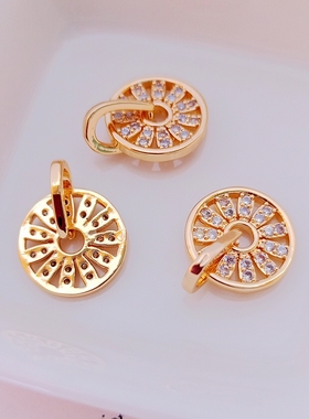 diy包金微镶锆石饰品配件小吊坠