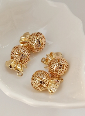 diy包金镂空钱袋饰品配件吊坠