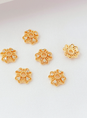 强保色14K包金微镶锆石花托隔片