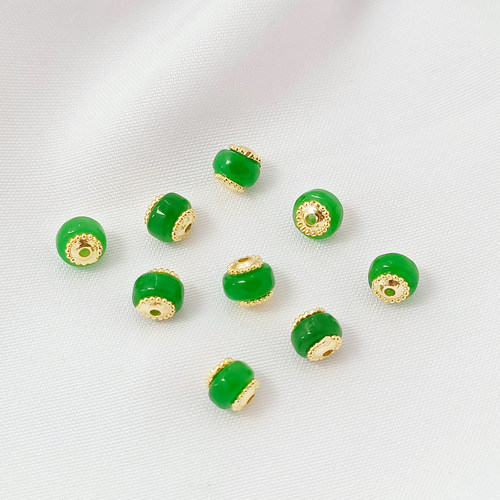 天然石贴片强保色18K包金财神如意隔珠相思豆吊坠手工diy饰品配件 - 图3