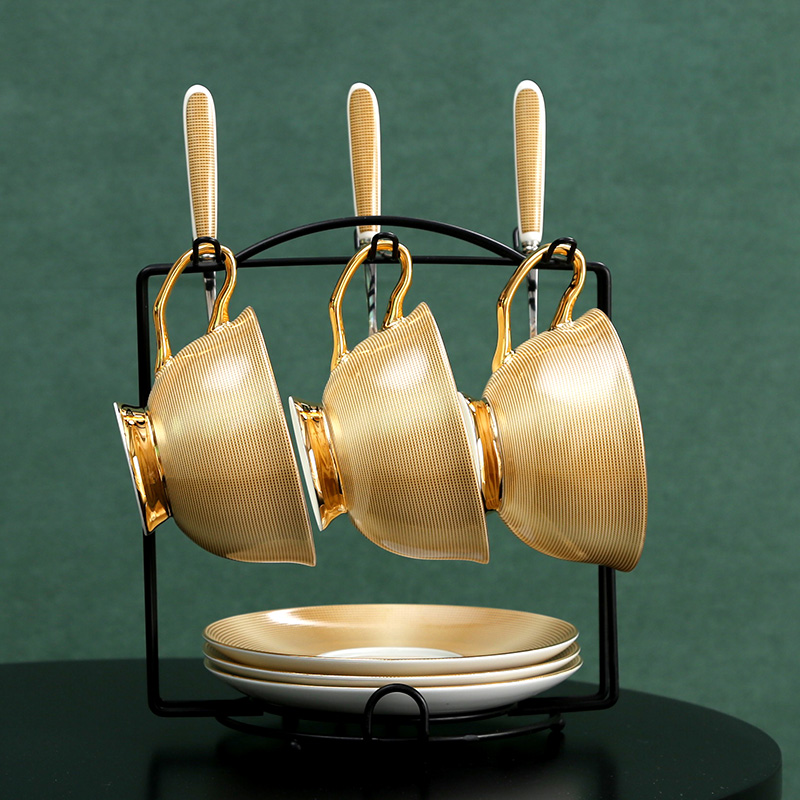 金色年华欧式骨瓷咖啡茶具套装土豪金英式陶瓷杯具结婚礼物礼盒装