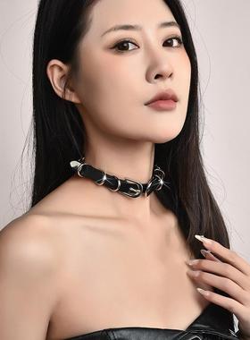 皮质项圈朋克风格颈圈饰品项圈颈