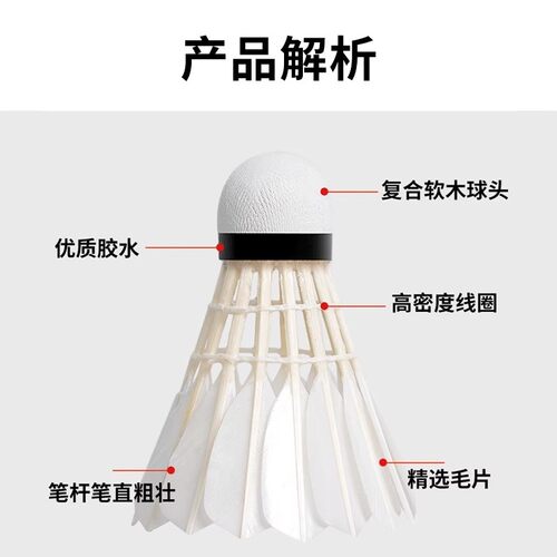 李宁羽毛球G200/G600/D8专业稳定耐打比赛鹅毛球休闲室内训练球 - 图1