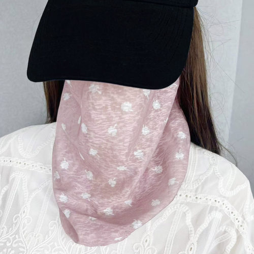 夏季新款冰丝防晒面罩面纱口罩女遮全脸一圈套头围脖套护颈遮颈纹 - 图2