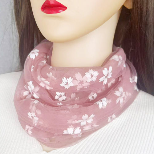 女士糖果色网纱防晒护颈套头小围脖薄款脖子套遮颈纹百搭丝巾纱巾 - 图3