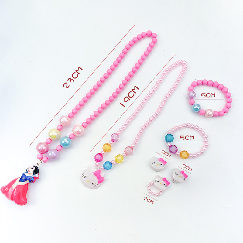 卡通儿童首饰套装项链耳夹手链戒指 啊喔鹅项链