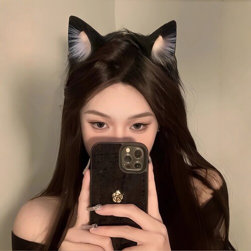 猫耳发箍女cos仿真立体兽耳KC可爱毛绒耳朵洗脸头箍lolita发饰黑 - 图3