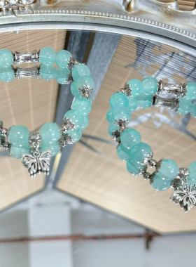 湖蓝蝴蝶~甜美灵蝶手链湖蓝碎花琉璃蝴蝶女ins高颜值闺蜜手饰