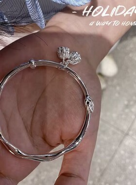 亮面莫比乌斯莲蓬手镯女款扭纹镯子手环可调节