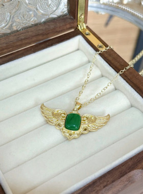 法式天使羽翼方糖项链女小众轻奢精致百搭锁骨链新品配饰潮