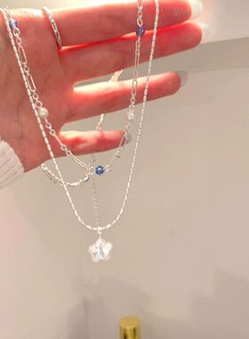 精致闪锆星星吊坠双层叠戴项链女轻奢高级感锁骨链气质颈链choker