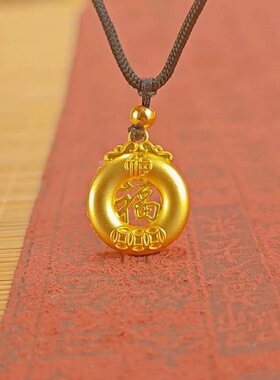 爆款胖福新款小胖福吊黑绳项链福字元宝女友礼物中式