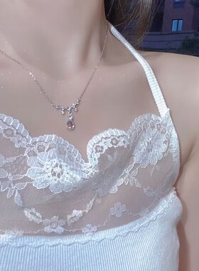 泪月光石项链女ins风轻奢气质设计感吊坠锁骨链生日