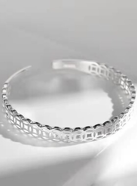 铜钱招财镂空手镯女复古时尚开口手环小众设计镯子可调节民族风