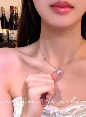 轻奢高级感超闪锆石甜心之恋项链女小众气质钛钢锁骨链百搭颈链