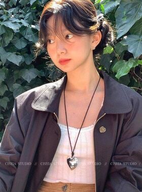 韩国博主fever同款爱心吊坠项链女2026新款爆款长毛衣链秋冬配饰