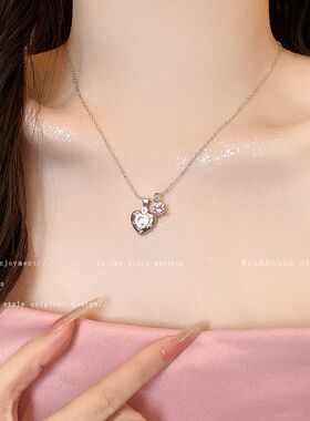 韩系爱心珍珠项链女轻奢时尚百搭小众设计桃心锁骨链高级感项饰品