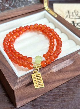 原创小众设计金太阳算盘招财双层叠戴手串串珠精致感手链