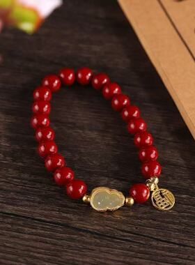 女士新款手链仿朱砂福禄吉祥开运本命年平安纳福气质复古优雅串珠