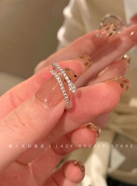 轻奢镶钻开口戒指女款小众高级感可调节指环冷淡风ins蛇形食指戒