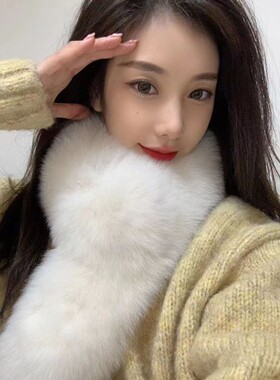 韩版仿狐狸毛围脖冬季加厚保暖毛毛围巾女百搭气质皮草毛领饰品