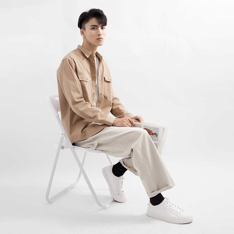 GOKIGA日系宽松休闲纯棉阔腿长裤潮流口袋直筒工装裤男春夏季9002 - 图1