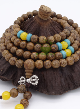 天然鸡翅木108颗8mm佛珠手链