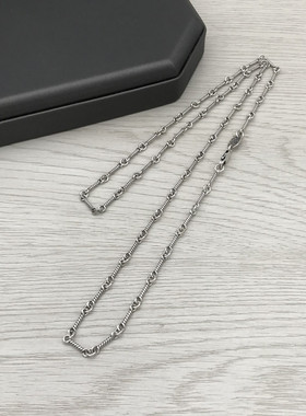 纯银项链复古竹节链时尚欧美潮饰