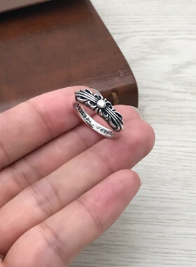 S925纯银戒指十字花指环欧美潮饰