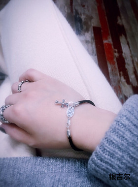 纯银十字架手绳链情侣时尚潮饰品