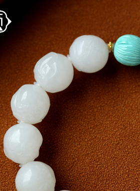 顽石灵温润内敛收藏级羊脂白和田玉精工十二生肖手串手链W1-143