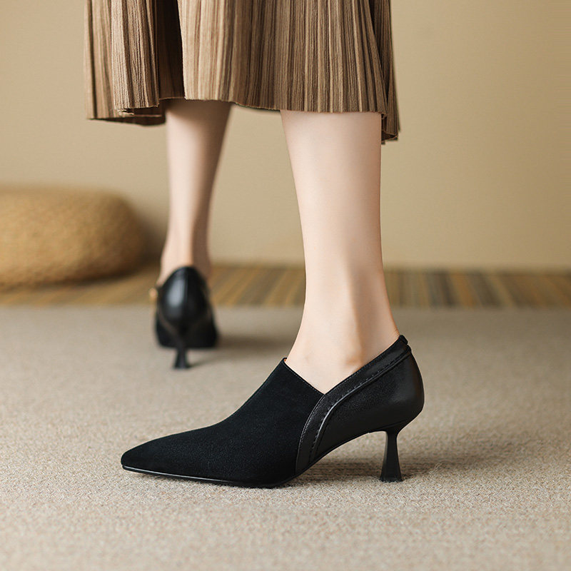 真皮断码清仓韩系小踝靴女细跟秋冬新款尖头高跟鞋软深口单鞋,淘宝优惠券,粉丝福利购,淘宝优惠卷