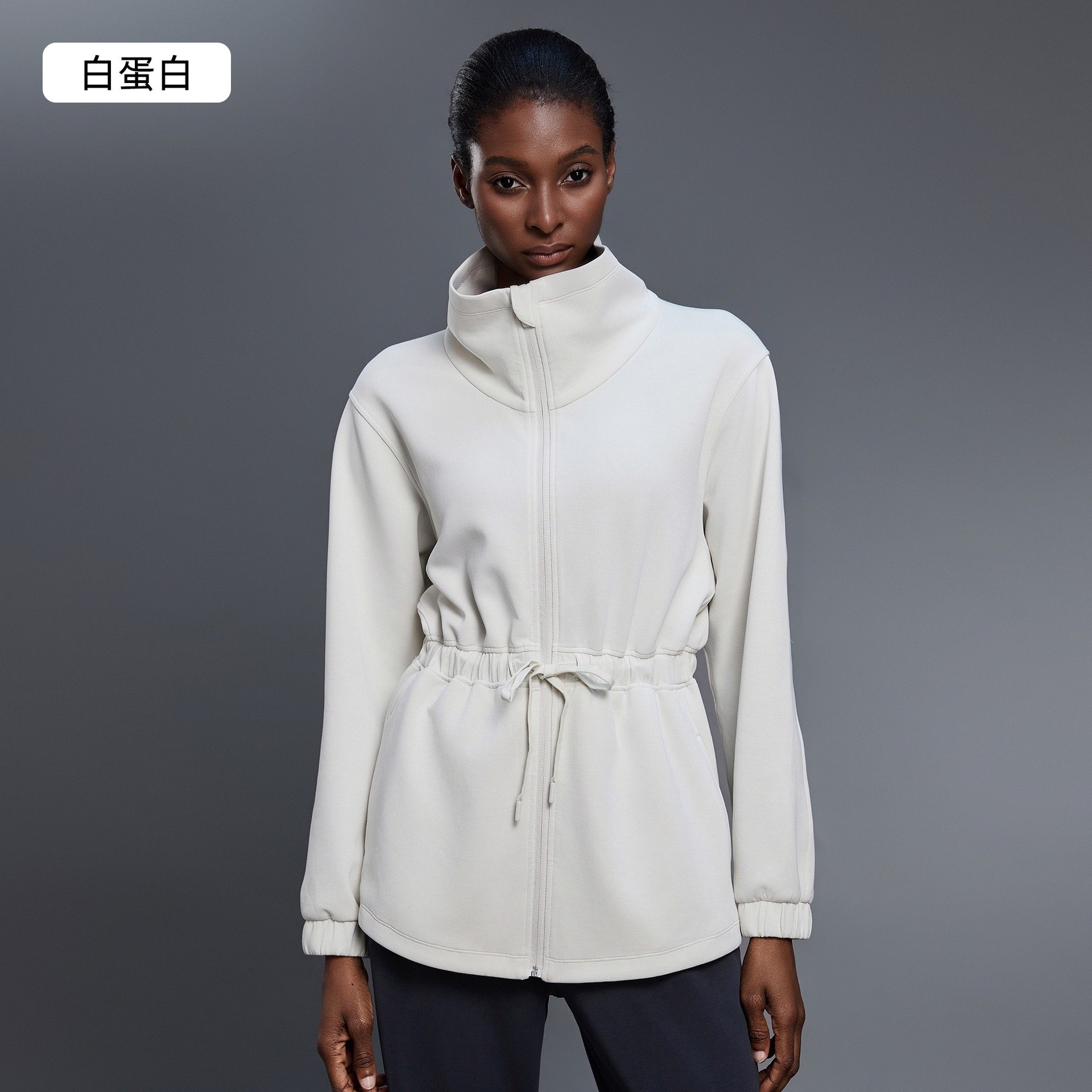 Soft 空气层立领风衣 抽深灰收腰运动健身外套 保暖显瘦