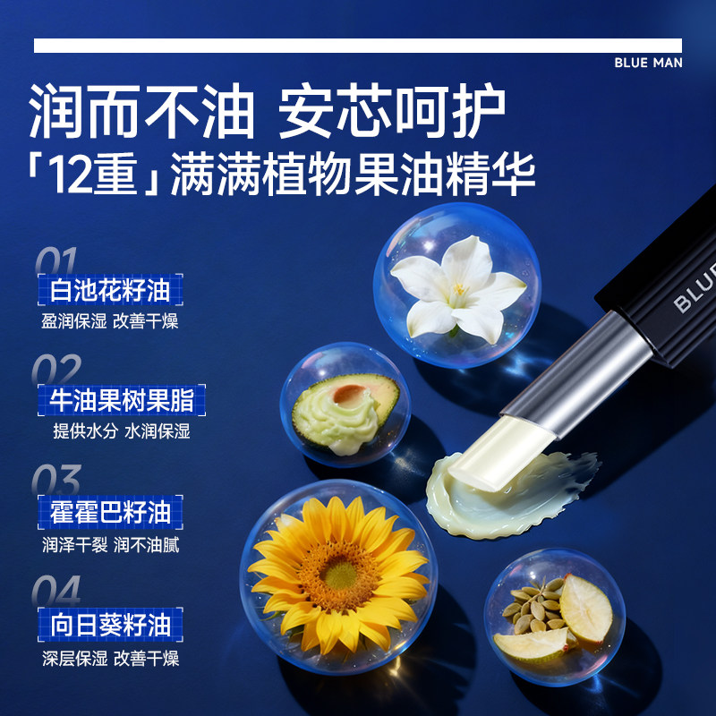 尊蓝男士润唇膏保湿防干裂不油腻送男生朋友新年礼物盒官方正品