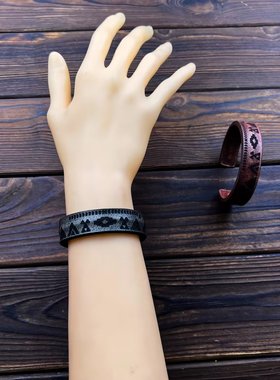 小众复古牛皮手镯手工制作