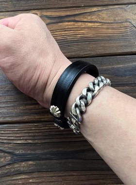 原创复古情侣款真皮手镯牛皮手环