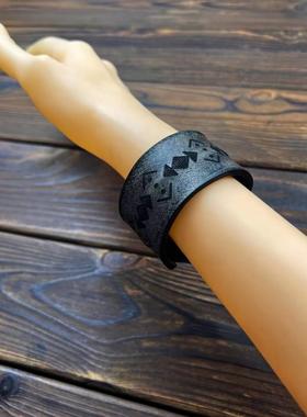 原创复古头层牛皮手工手镯手环