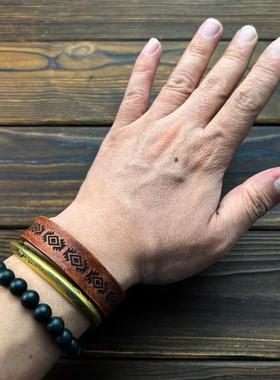 原创复古牛皮手镯情侣款手环