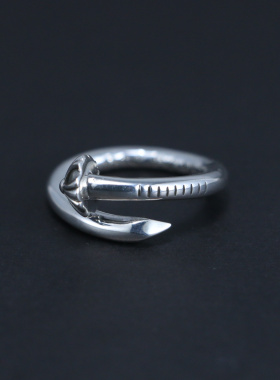 CH925纯银圆头十字花钉子银戒指