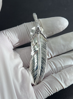 小周手作925纯银银爪羽毛吊坠
