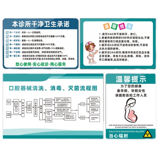 口腔牙科诊所器械清洗消毒灭菌流程图医院医生温馨提示牌亚克力 - 图3
