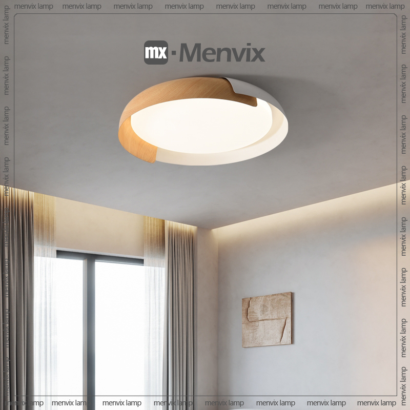 Menvix日式卧室灯简约现代主卧灯极简餐厅书房灯具复古木纹吸顶灯-图2