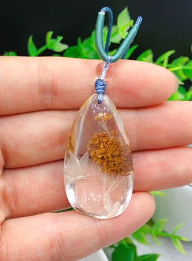 天然幽灵水晶吊坠内雕毛衣链彩幽灵悟道凤凰禅意佛牌生日礼物饰品