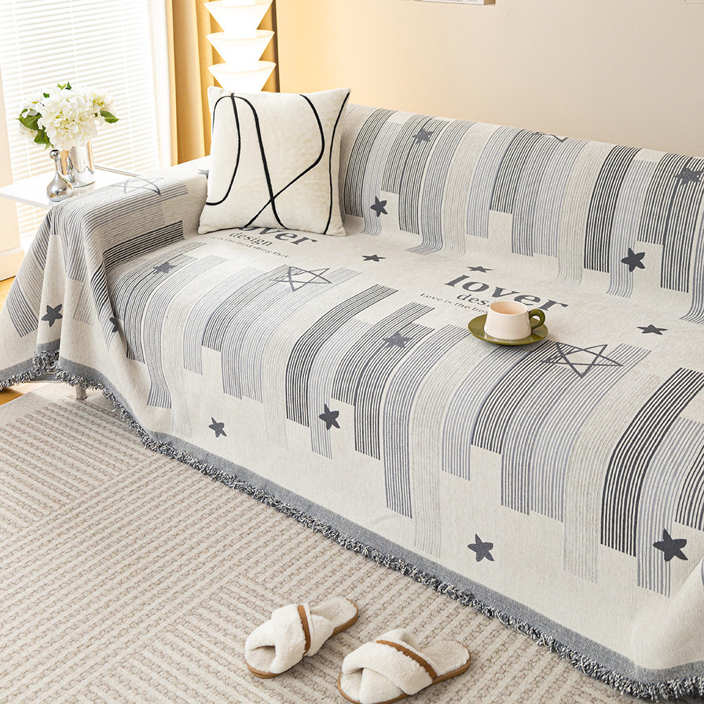 简约现代高克重雪尼尔流苏沙发巾四季通用防滑防猫抓沙发套罩全包,淘宝优惠券,粉丝福利购,淘宝优惠卷