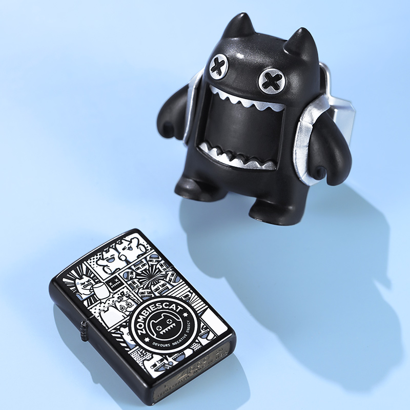 zippo打火机官方正品2023魔鬼猫加油能量猫套装煤油防风创意时尚